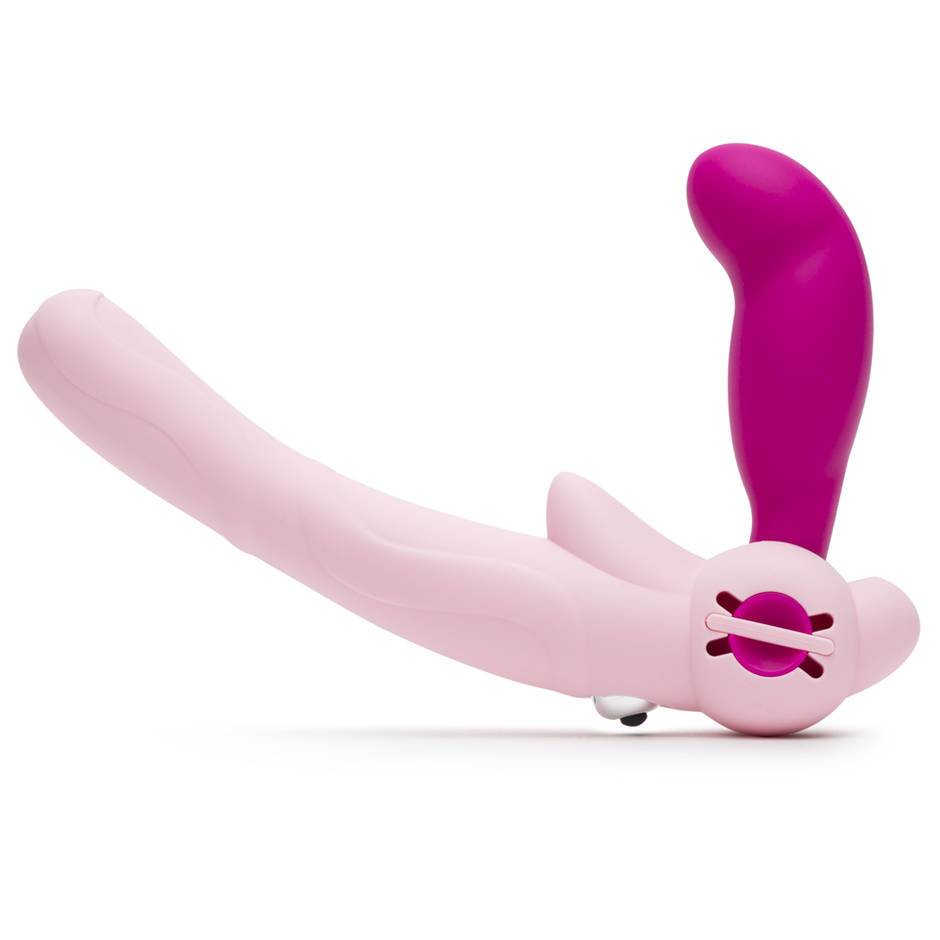 Do strapless strap-ons really work? Photo of the pink and magenta The Lovehoney Double Delight Adjustable Strapless Strap-On