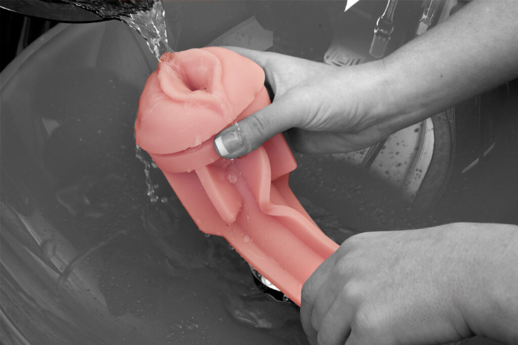 Is buying a Fleshlight worth it? Photo illustrating how to wash the inner sleeve of a Fleshlight.