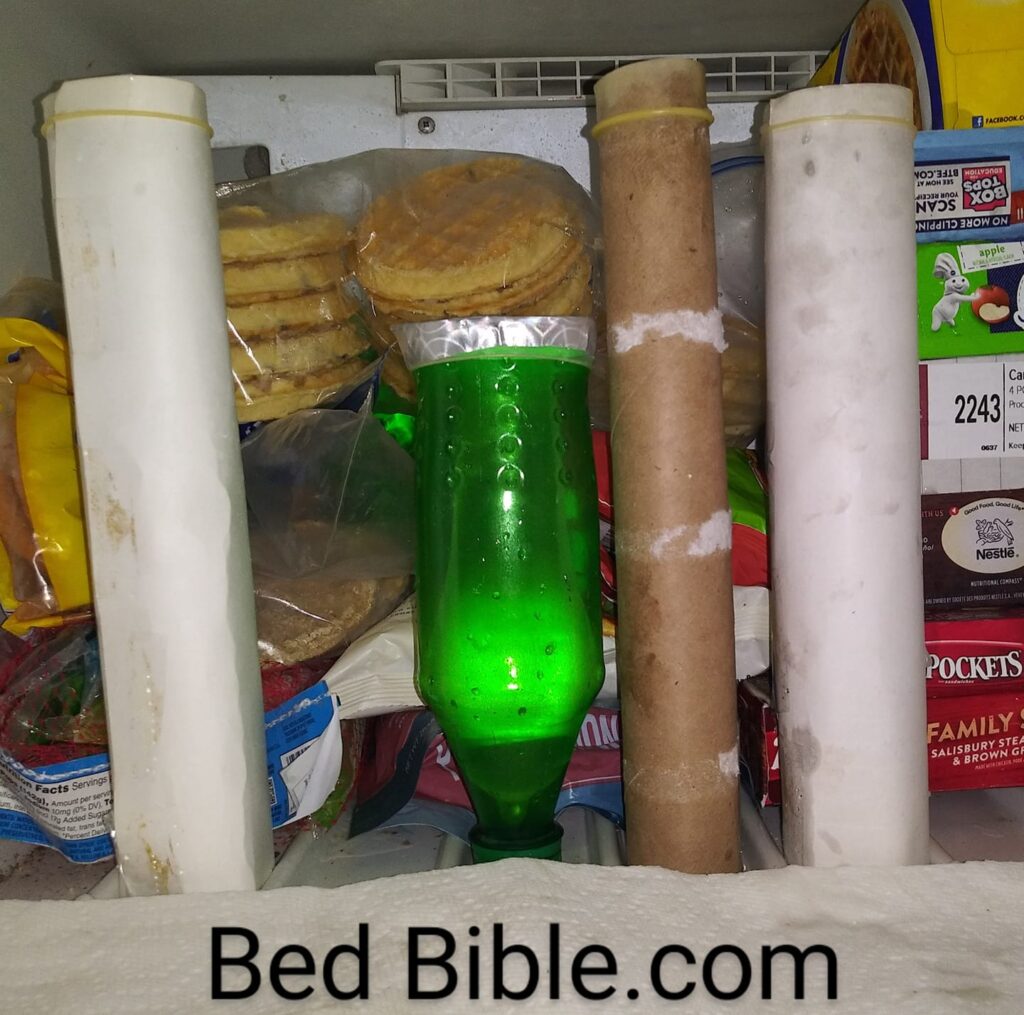 How to make an ice dildo in 6 easy steps. Photo of ice dildo molds standing upright in freezer.
