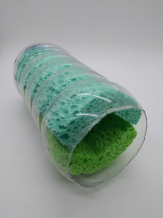 Cherry pop DIY Fleshlight. Showing how to place 2 sponges inside the bottle.
