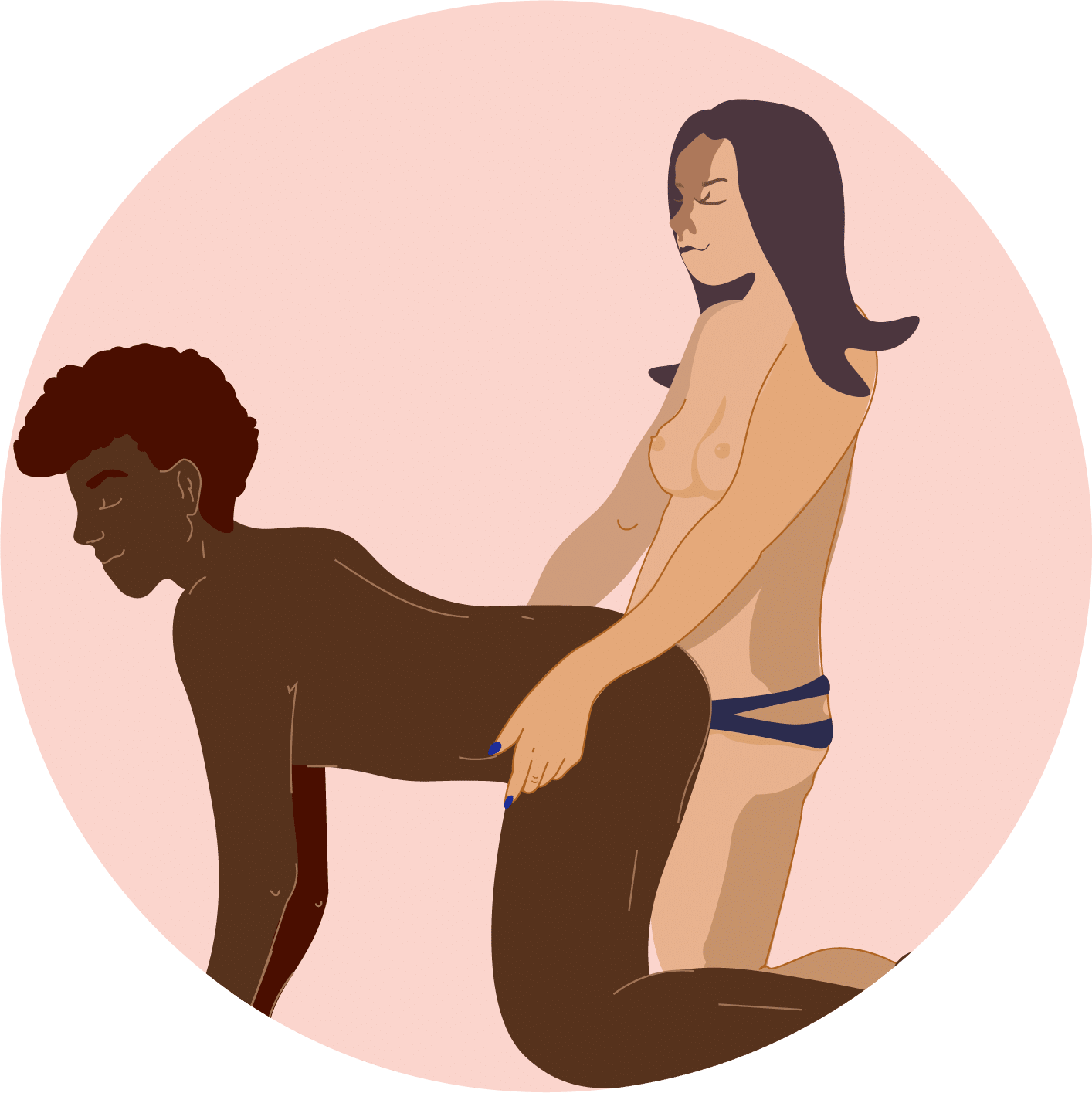 illustration of a couple using a strap-on dildo