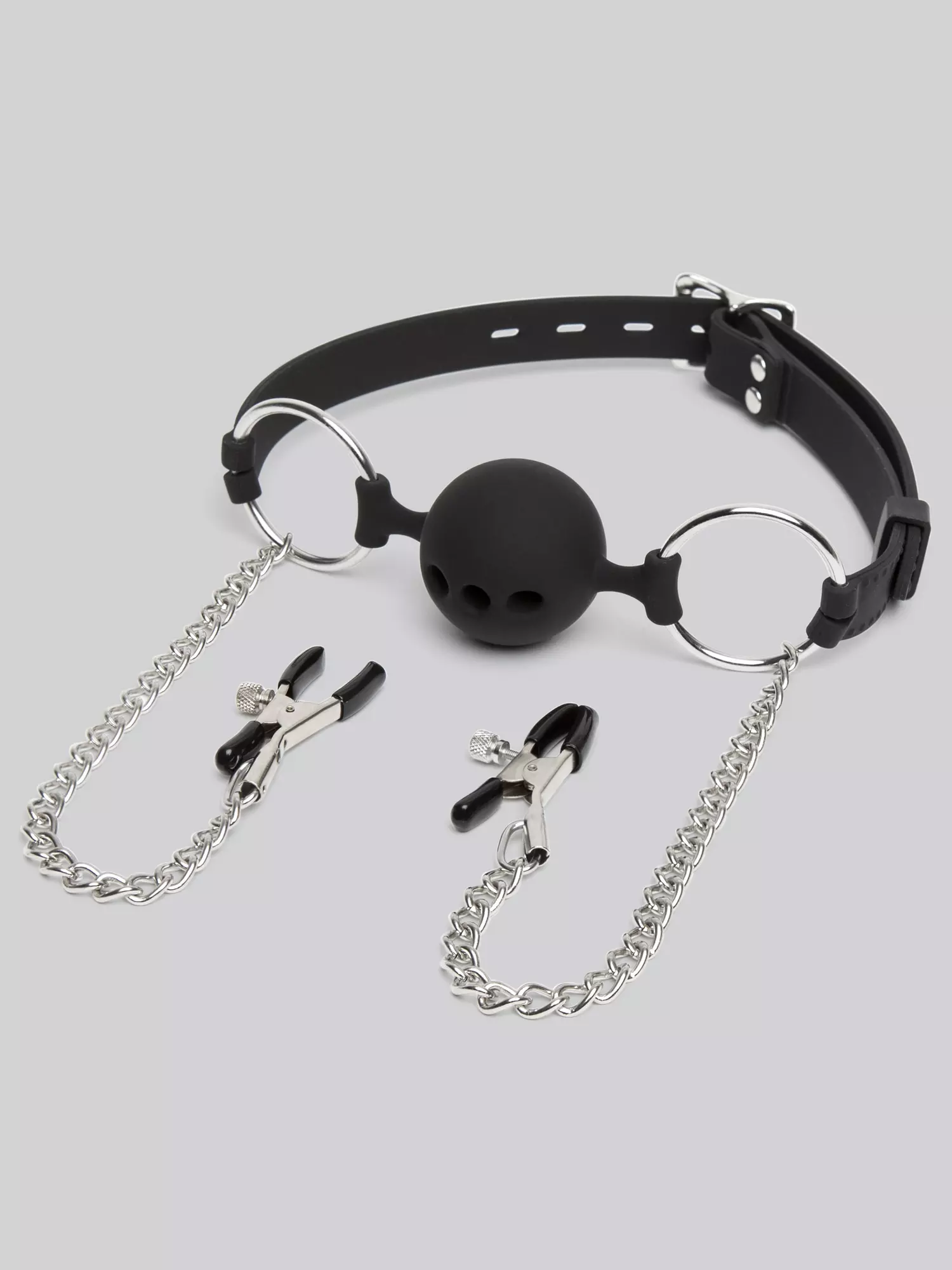 DOMINIX Deluxe Large Gag with Nipple Clamps. Slide 10