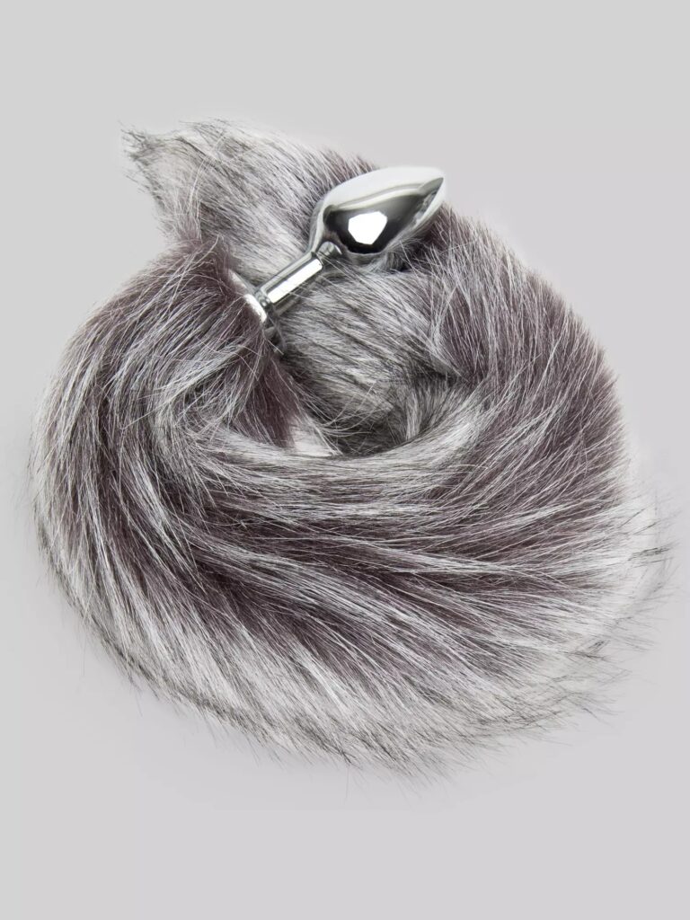 DOMINIX Stainless Steel Medium Faux Silver Fox Tail Butt Plug - Have Some Fun with Metal Butt Plugs With Tails