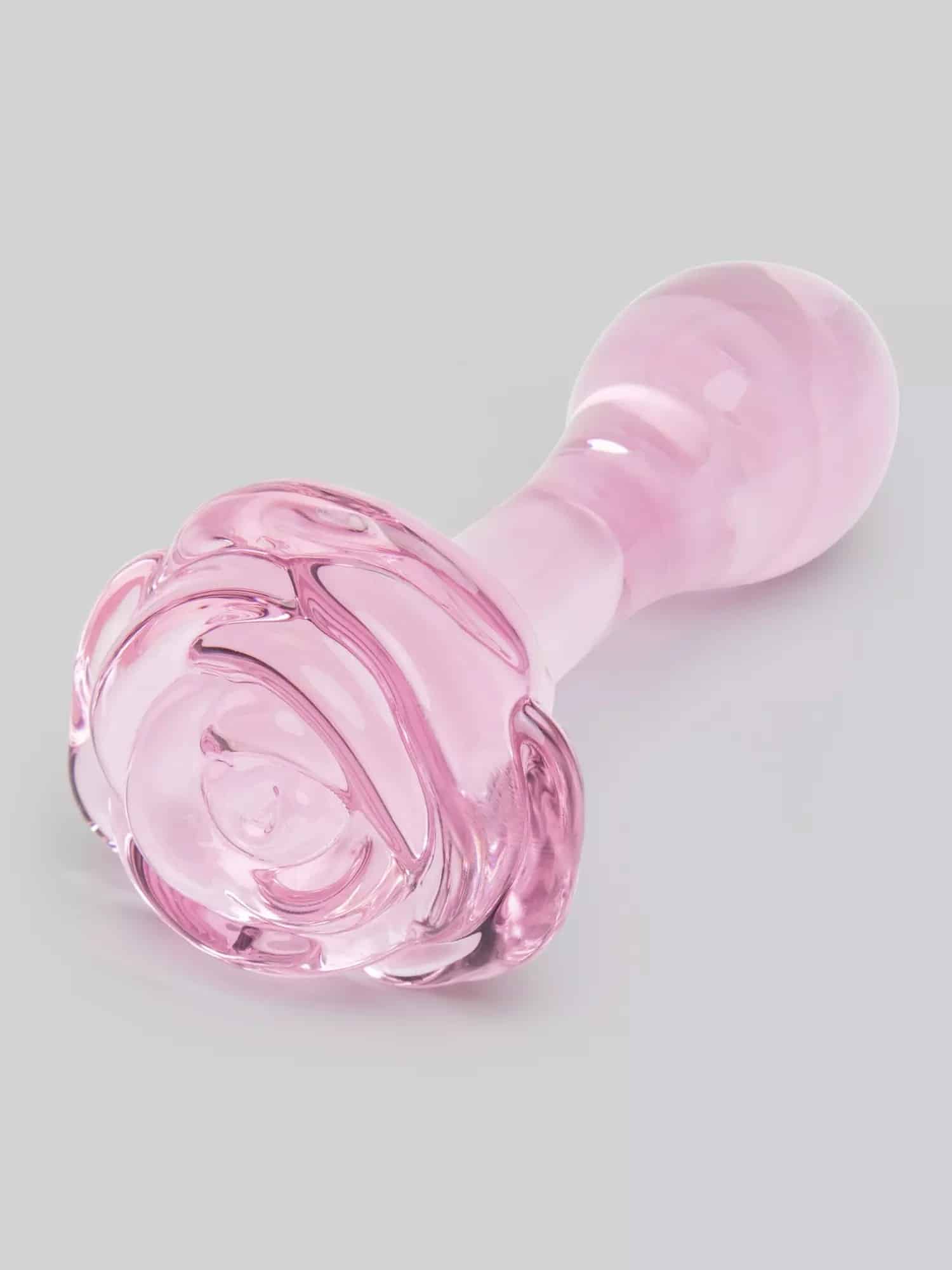 Full Bloom Small Rose Glass Butt Plug
