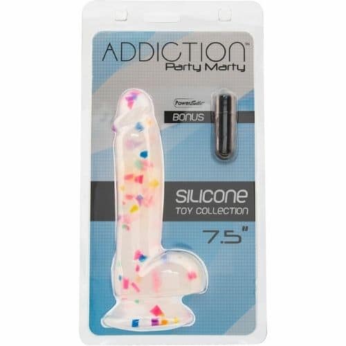 Addiction - Party Marty 7.5" Silicone Suction Cup Dildo With Balls. Slide 5