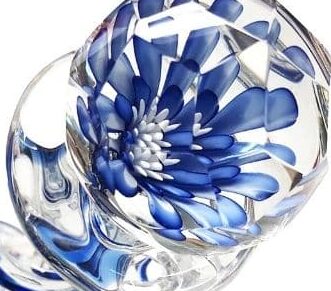Blue Faceted Implosion Twist Glass Dildo By Crystal Delights -  For Firm Sensations