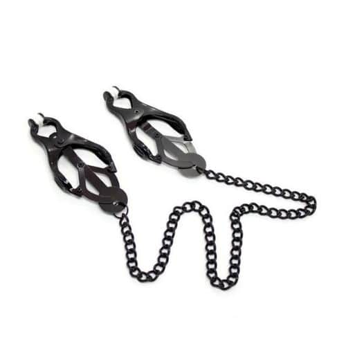 Dark Amour Chained Metal Clover Nipple Clamps . Slide 3