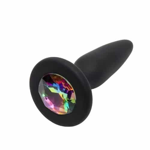 Glams Mini Butt Plug with Rainbow Crystal. Slide 1