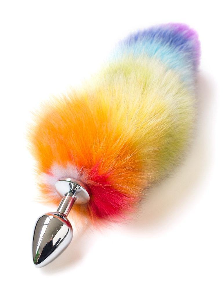 Stockroom Pride Rainbow Foxtail Butt Plug. Slide 2