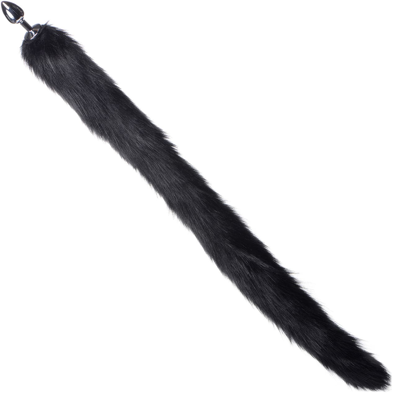 Tailz Aluminum Anal Plug With Extra Long Black Faux Mink Tail. Slide 3