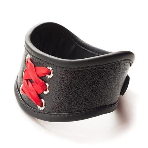 Red Laced-Leather Posture Collar