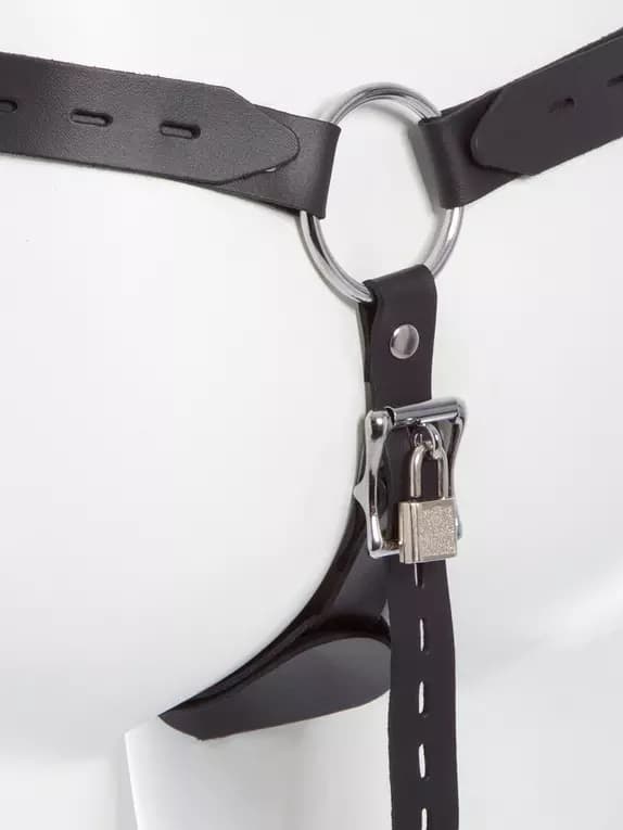 DOMINIX Deluxe Leather Anal Plug Harness. Slide 4