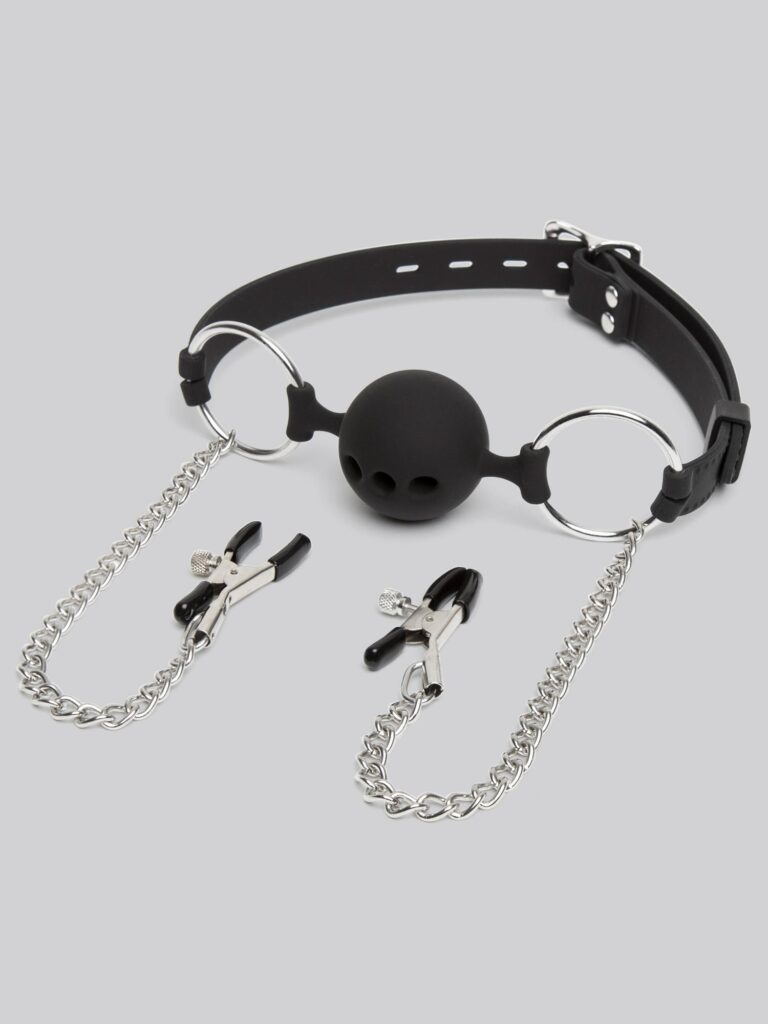 DOMINIX Deluxe Large Breathable Ball Gag With Nipple Clamps Review