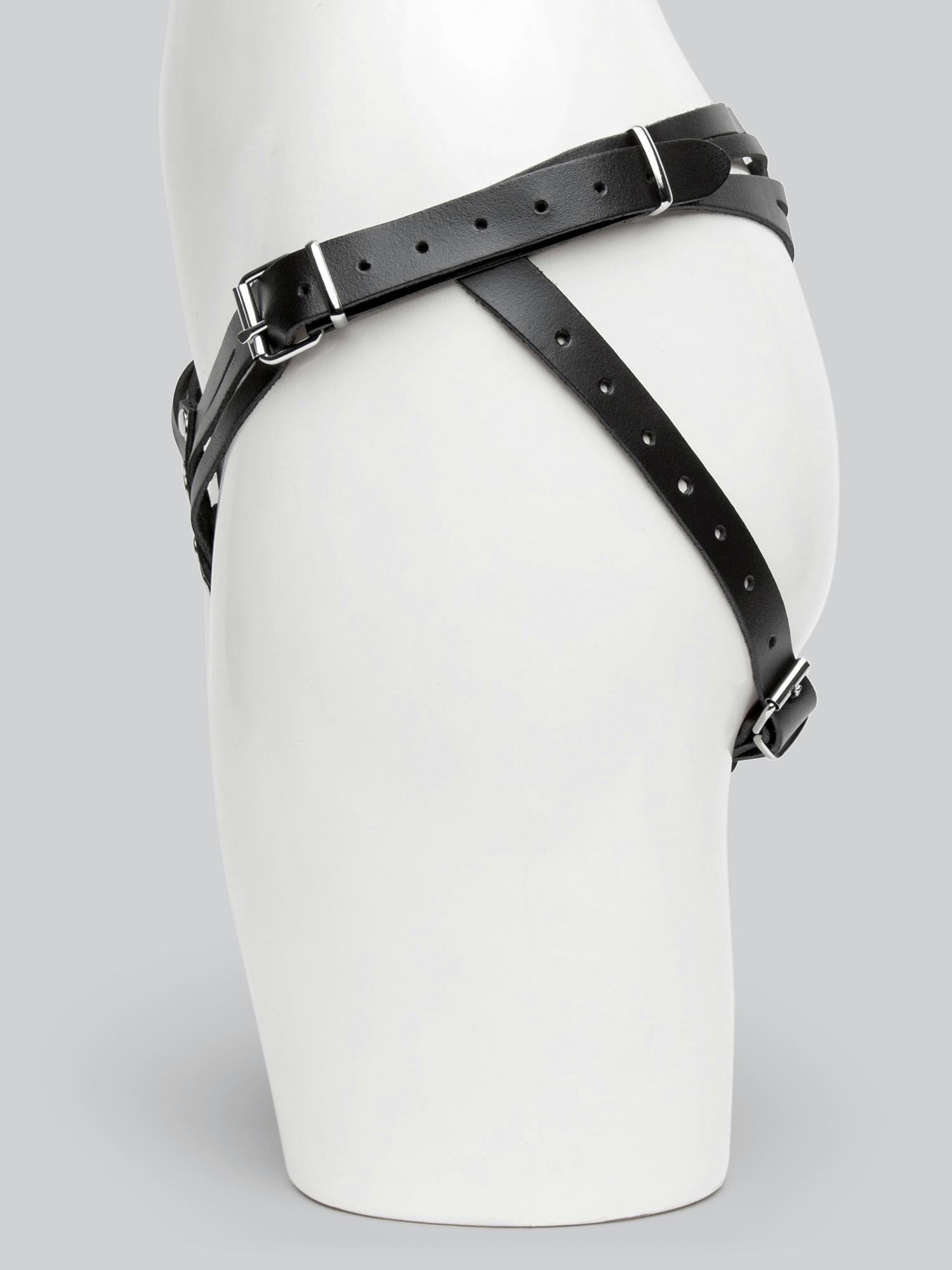 DOMINIX Deluxe Leather Strap-On Harness. Slide 2