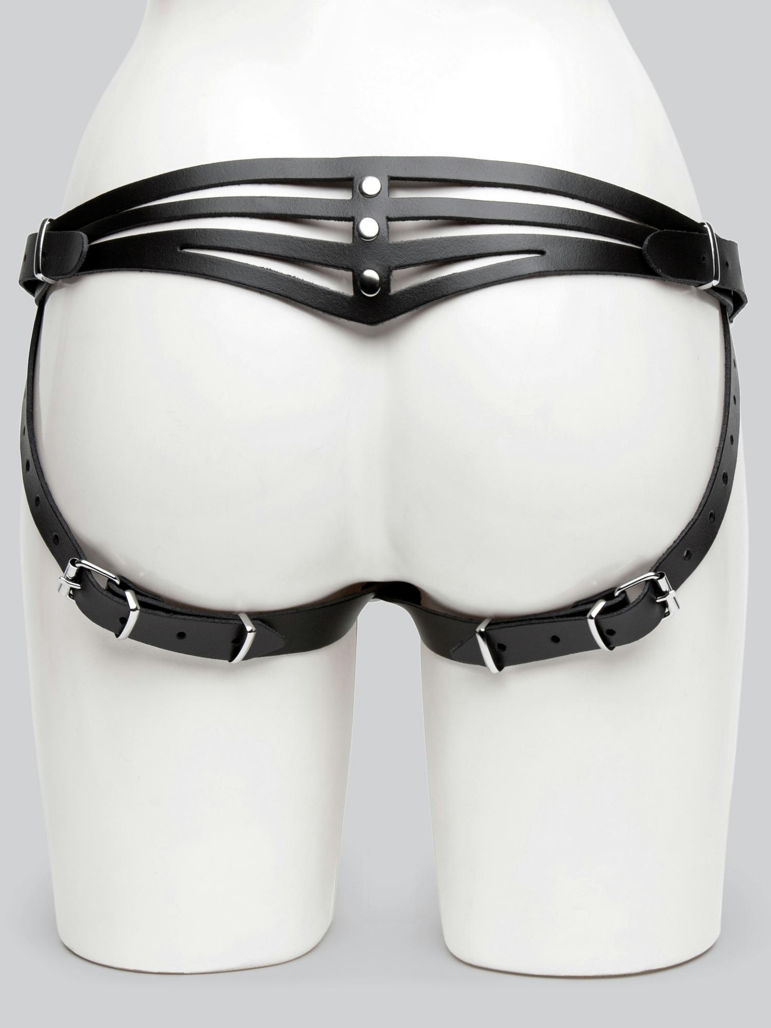 DOMINIX Deluxe Leather Strap-On Harness. Slide 3