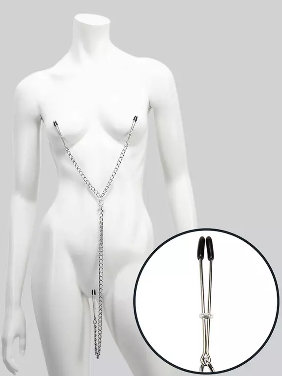 DOMINIX Deluxe Nipple Tweezers and Clit Clamp with Chain. Slide 2