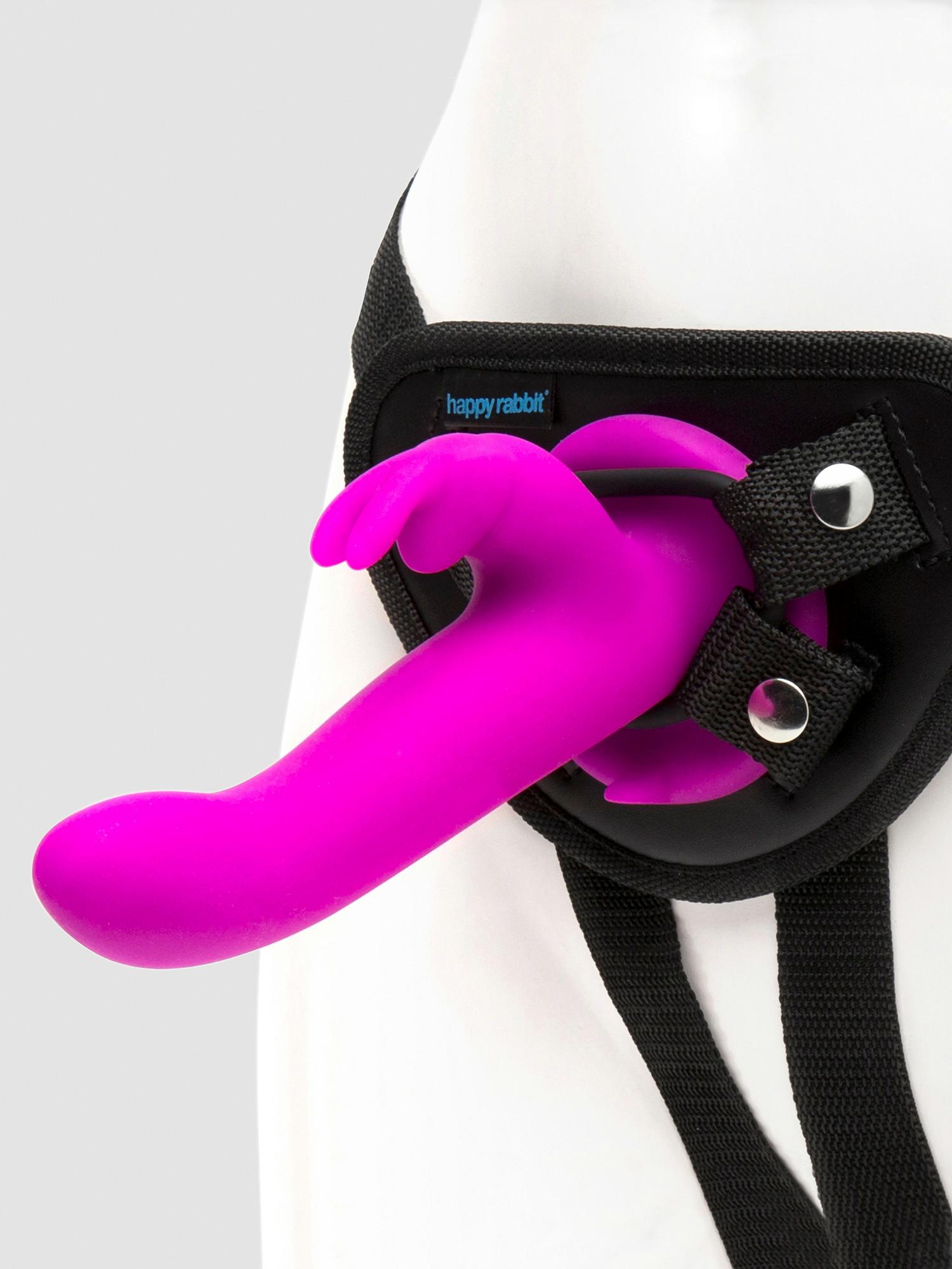 Happy Rabbit Rechargeable Vibrating Strap-On Harness Set. Slide 1