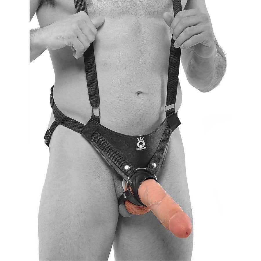 King Cock 10 Inch Hollow Strap On Penis Extension With Suspender Harness. Slide 2