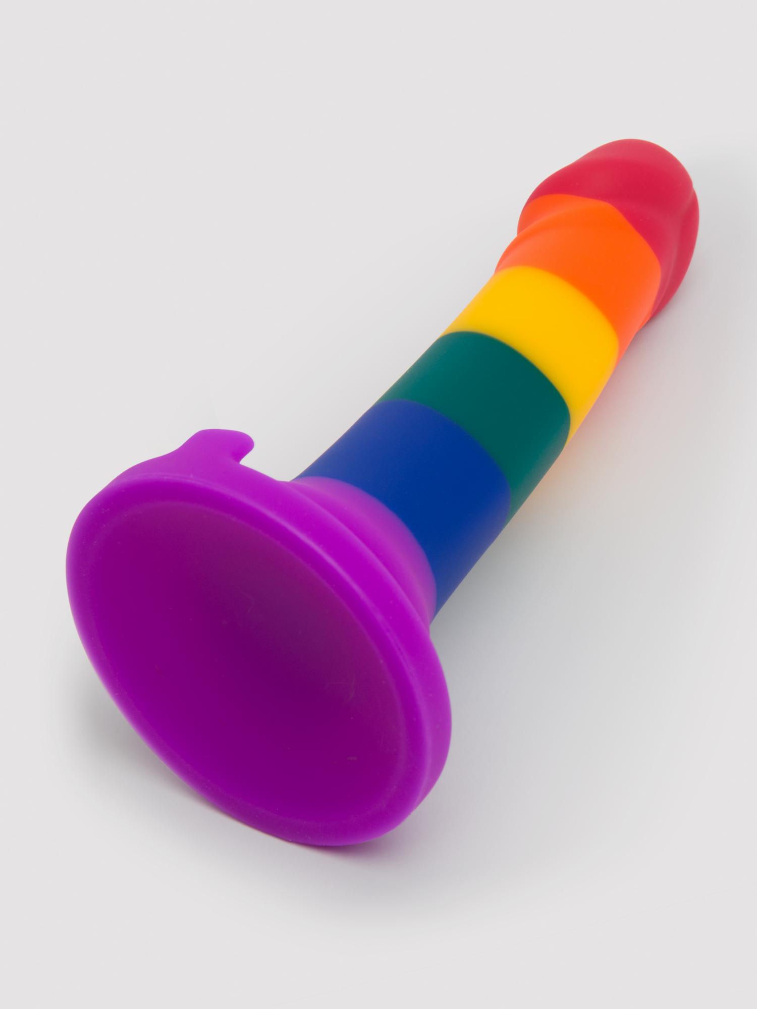 Lovehoney Super Soft Silicone Rainbow Dildo. Slide 3
