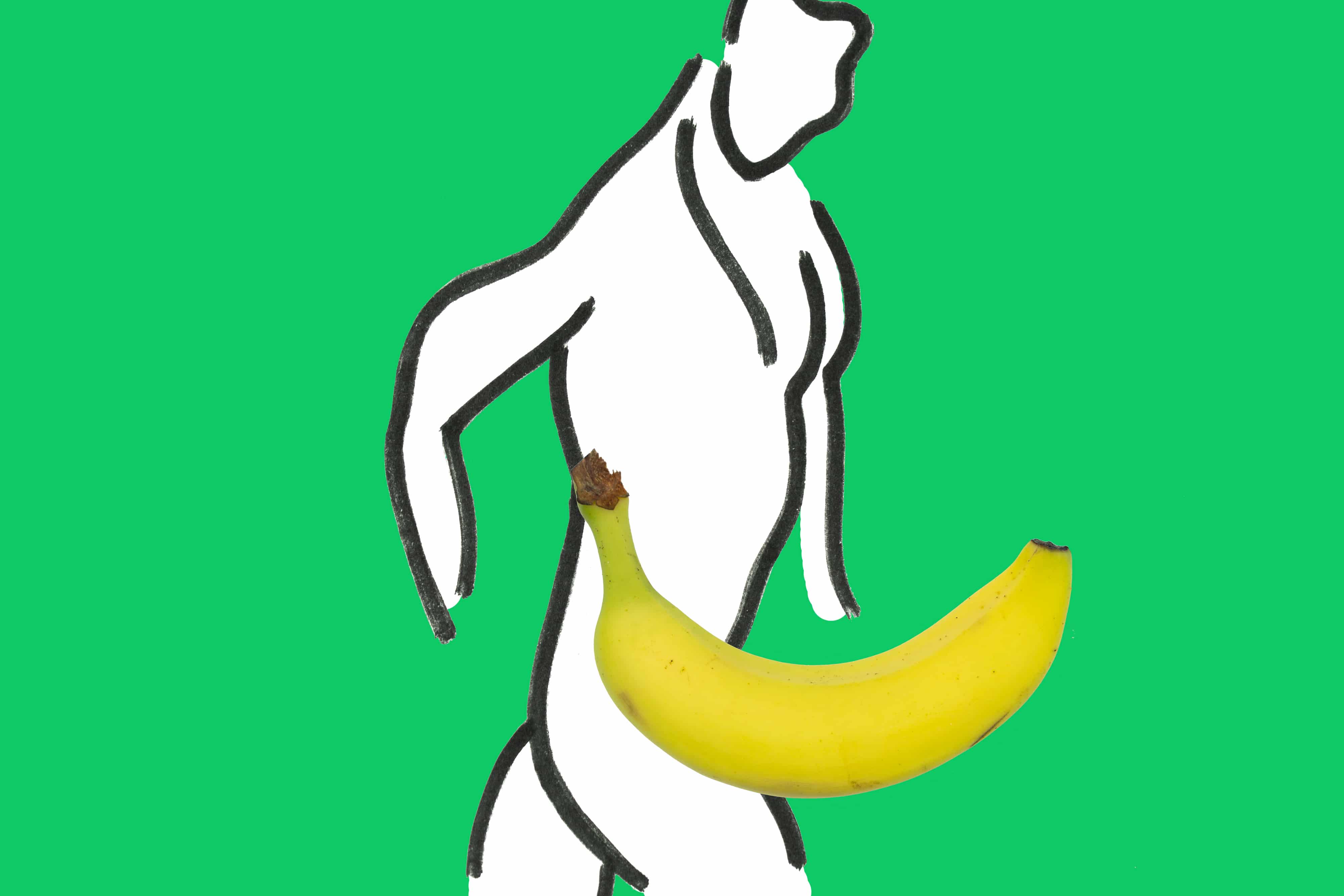 Male body with banana as penis