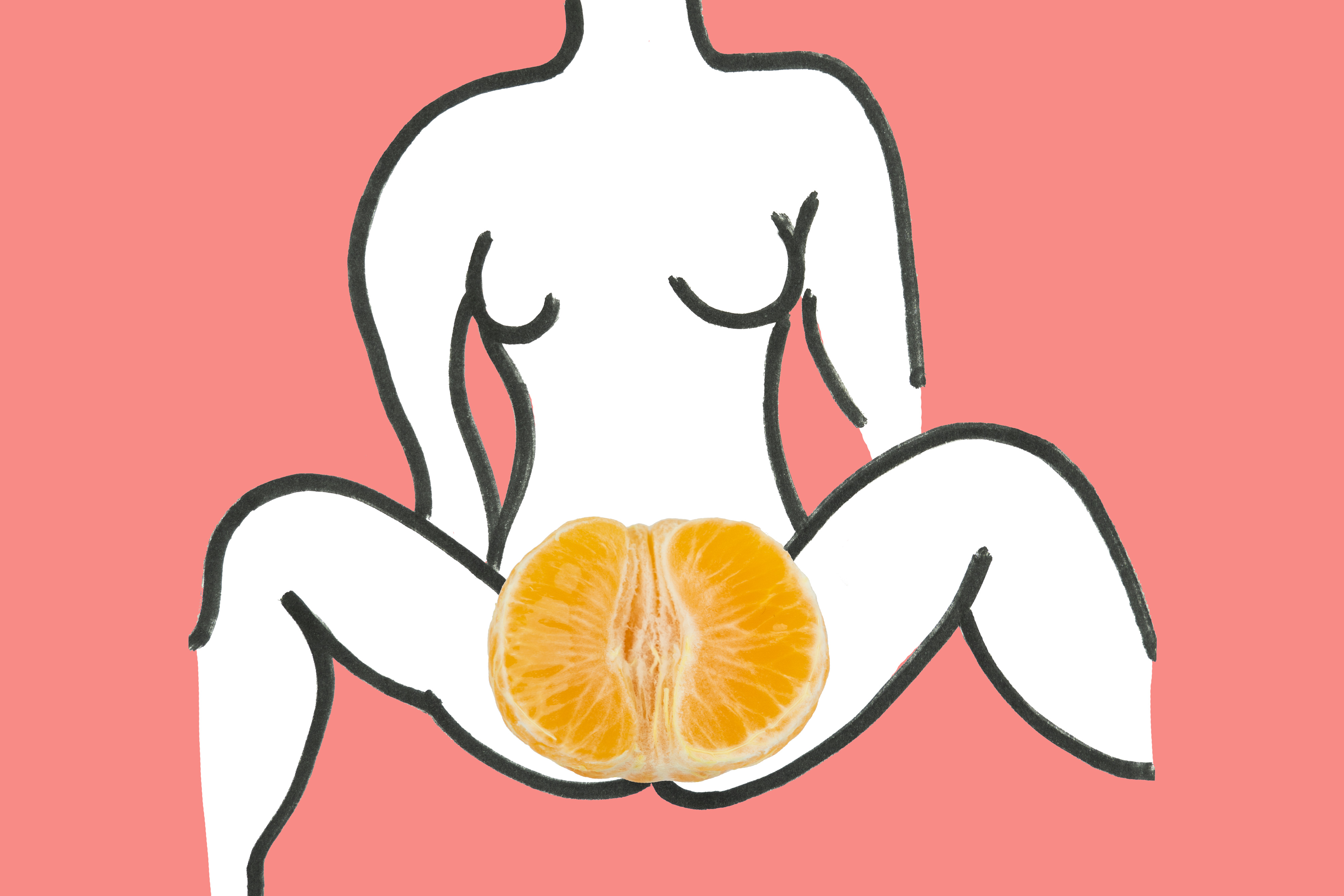 female body with orange as vagina