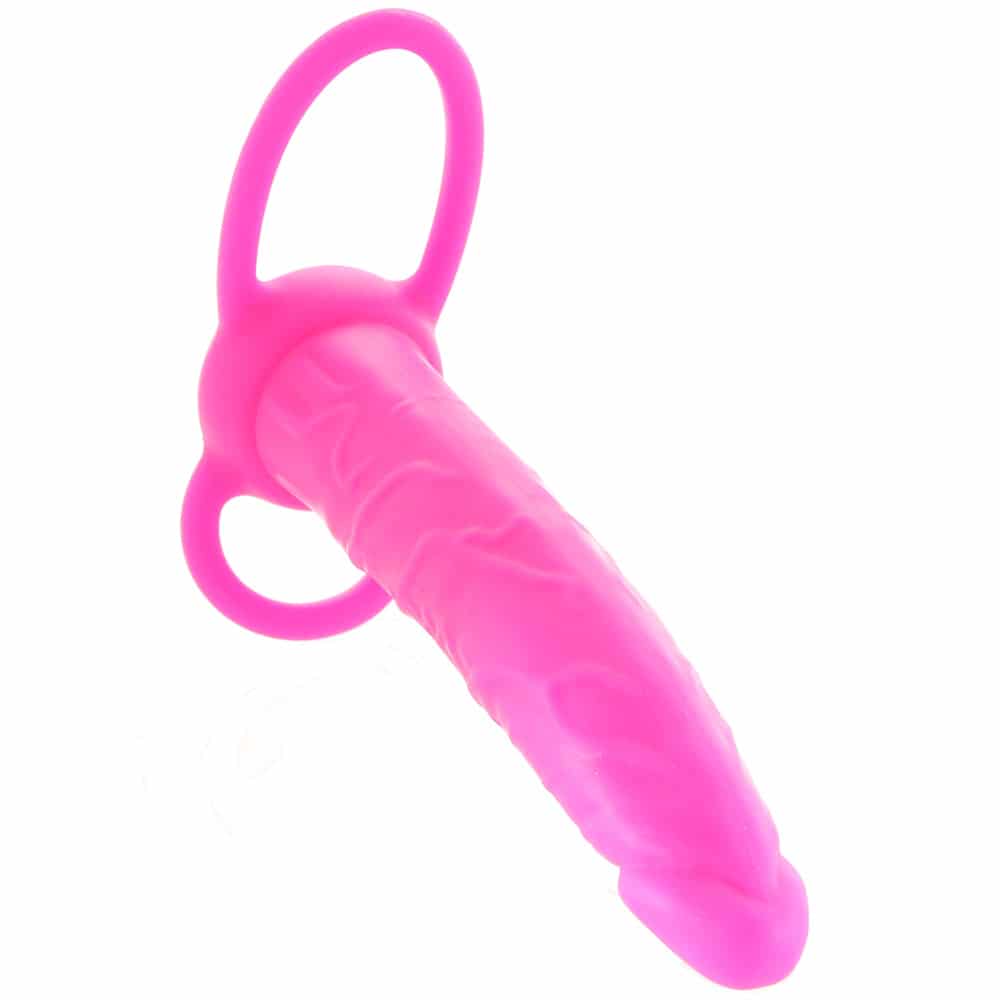 Silicone Love Rider Dual Penetrator In Pink. Slide 3