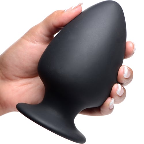Squeeze-It Squeezable Silicone Anal Plug  Large - Black  - Huge Anal Toys