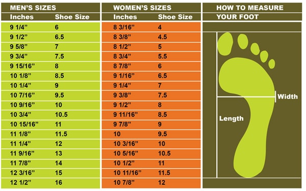 Foot measurement chart