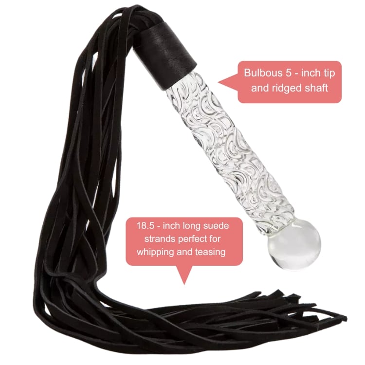 Icicles No 38 Glass Dildo with Leather Flogger. Slide 5
