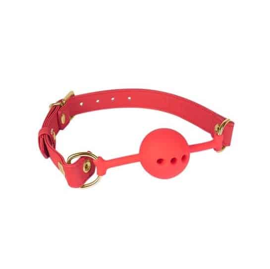 Spartacus Red Silicone Ball Gag With Vegan Leather Straps - Red Ball Gag