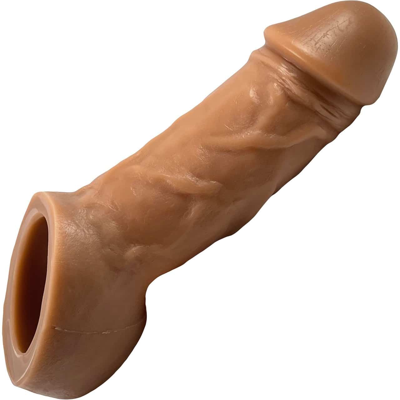 Hollow Penis Extension Sleeve 7 Inch Tan Strap On Cock Sheath