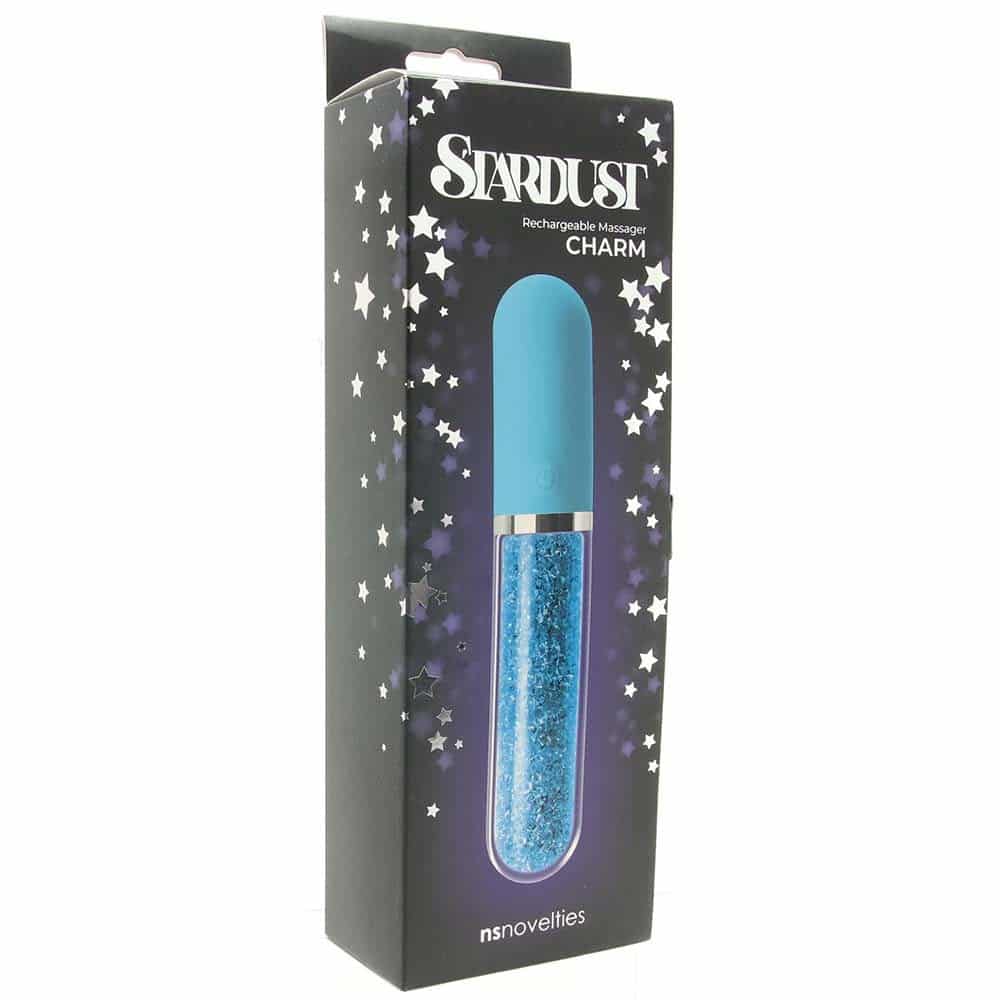 Stardust Charm Silicone & Glass Rechargeable Vibrator - Black. Slide 3