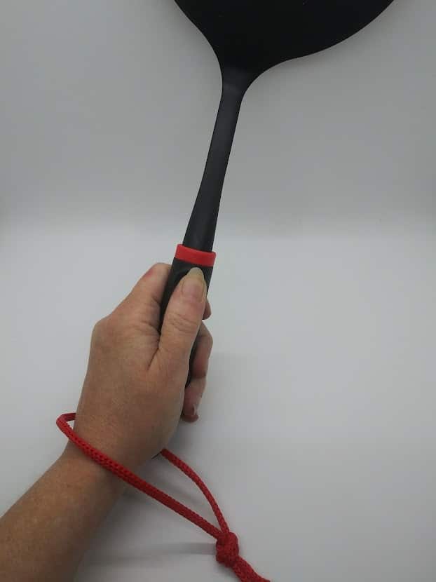 Spatula with homemade wrist loop