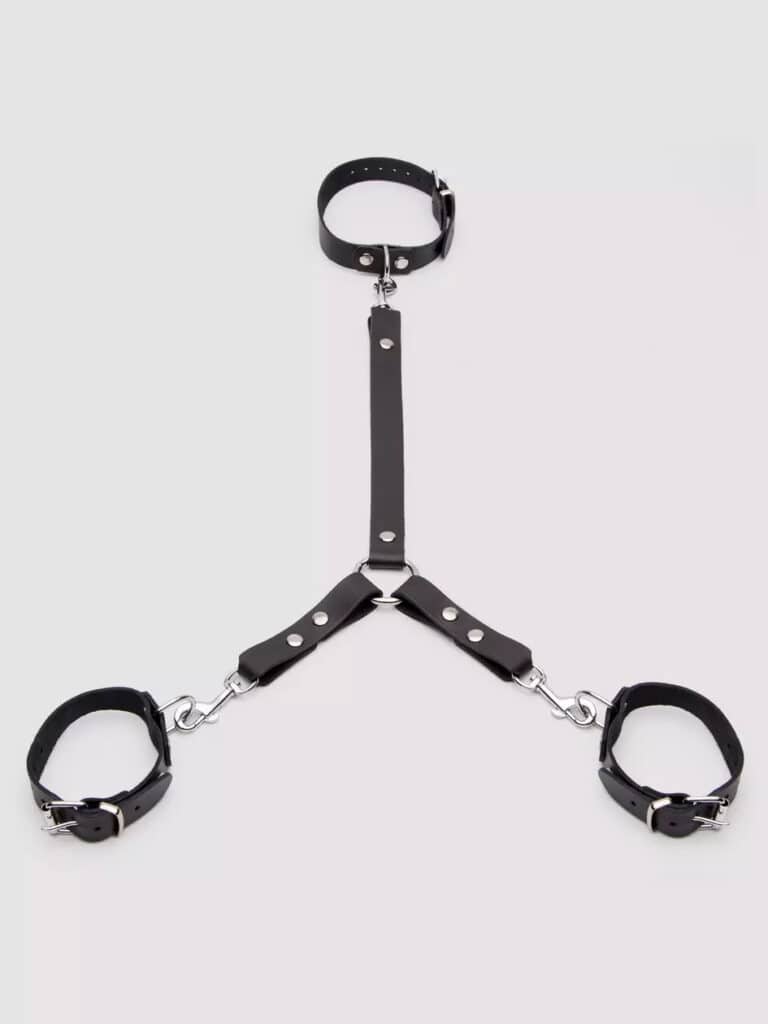 Bondage Boutique Leather Wrist to Collar Restraint - Not Ready to Go Fully Medieval?