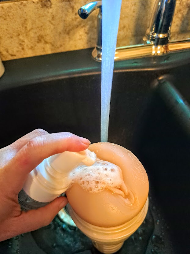 How to wash a Fleshlight Method 3, add sex toy cleanser