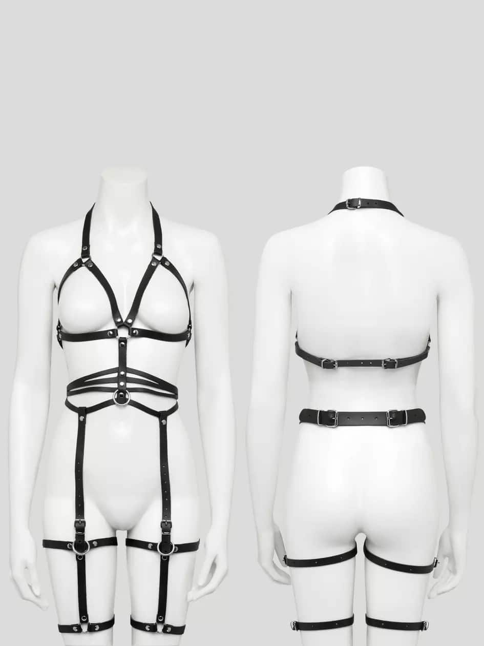 DOMINIX Deluxe Leather Full Body and Leg Harness. Slide 11