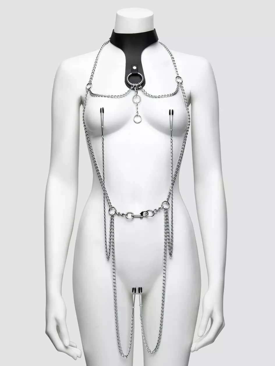 DOMINIX Deluxe Leather Collar with Clamps. Slide 10