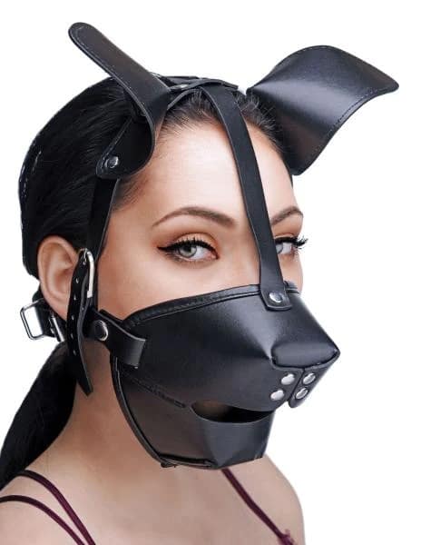 Pup Puppy Play Hood And Breathable Ball Gag - Muzzles And Harnesses with Gags
