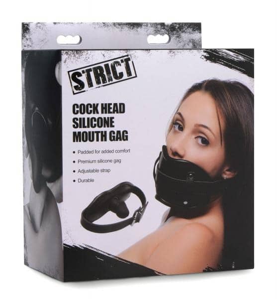Strict Cock Head Silicone Mouth Gag Black. Slide 4