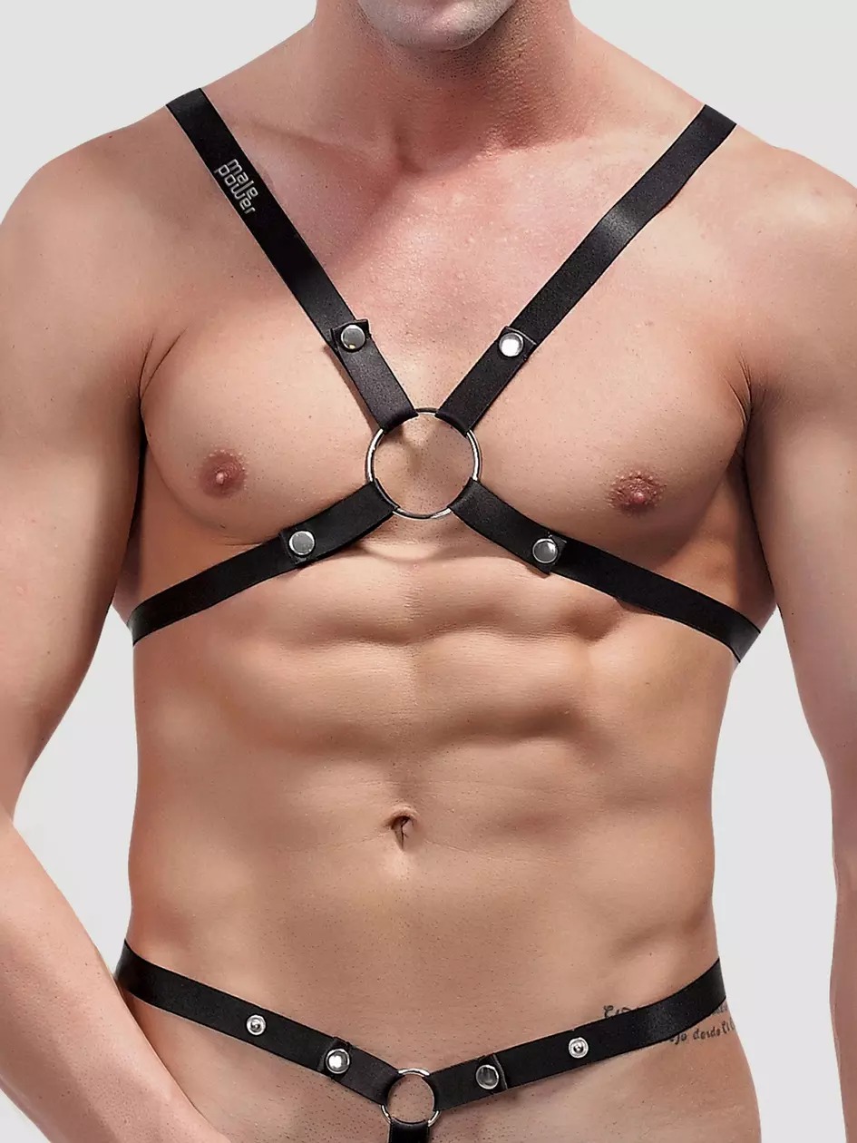 Male Power Shoulder Harness With Cock Ring. Slide 3