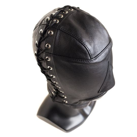 Open Mouth Leather Bondage Hood - Extreme Leather Blindfold Alternatives: Bondage Hoods & Masks