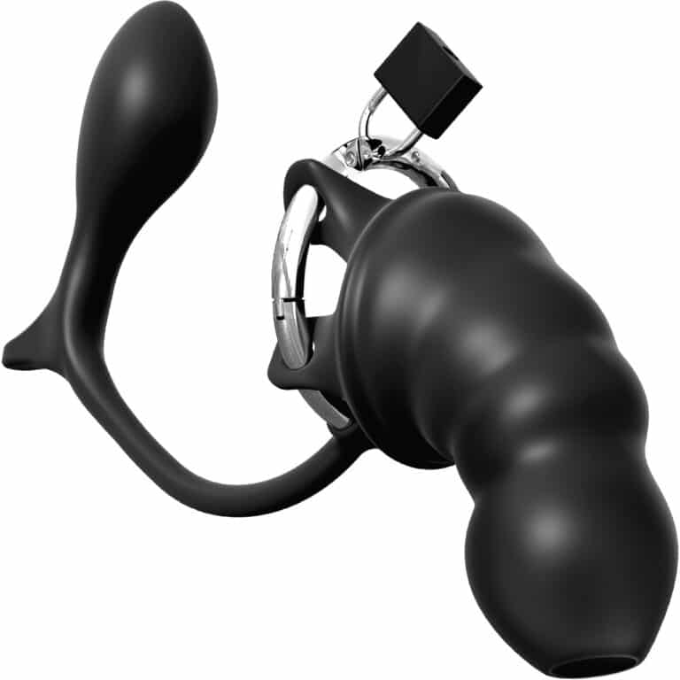 Ass-Gasm Cock Blocker - Locking Chastity Cages With Butt Plugs