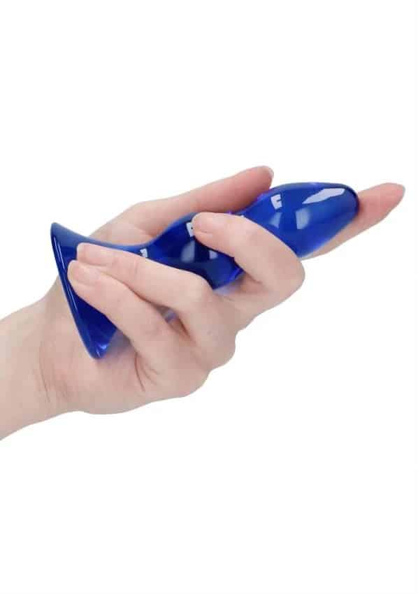  Chrystalino Pleaser Blue Glass Butt Plug . Slide 1