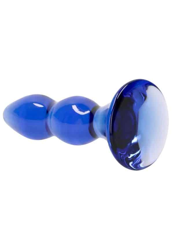 Chrystalino Pleaser Blue Glass Butt Plug . Slide 3