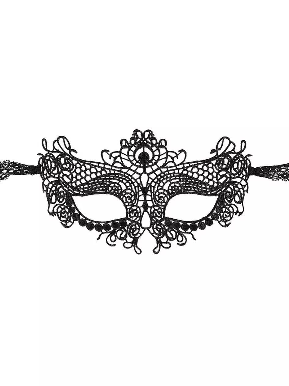 Cottelli Black Masquerade Lace Mask. Slide 2