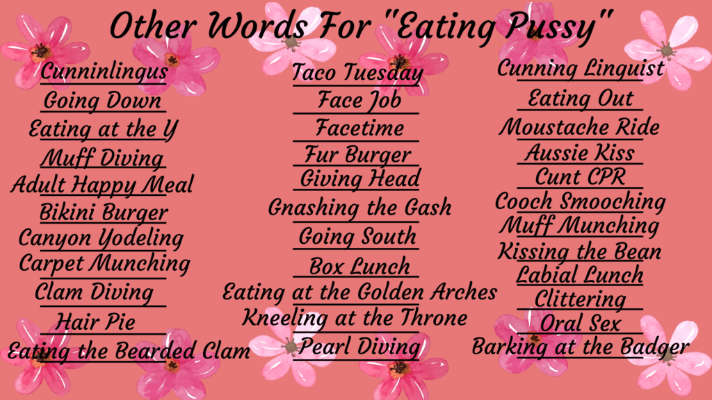 List of others words that mean eating pussy.