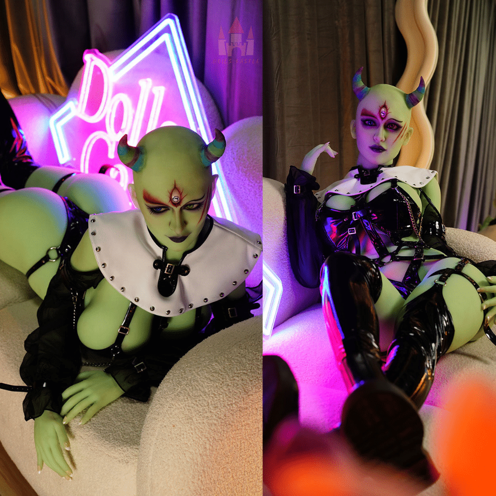 Petra Green Alien Sex Doll With Horns. Slide 7