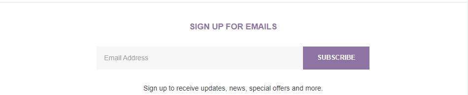 Email sign up footer snip