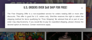 SheVibe free shipping snip from website