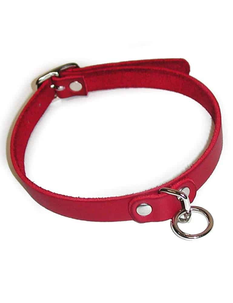 Product Red Leather Choker With O-Ring
